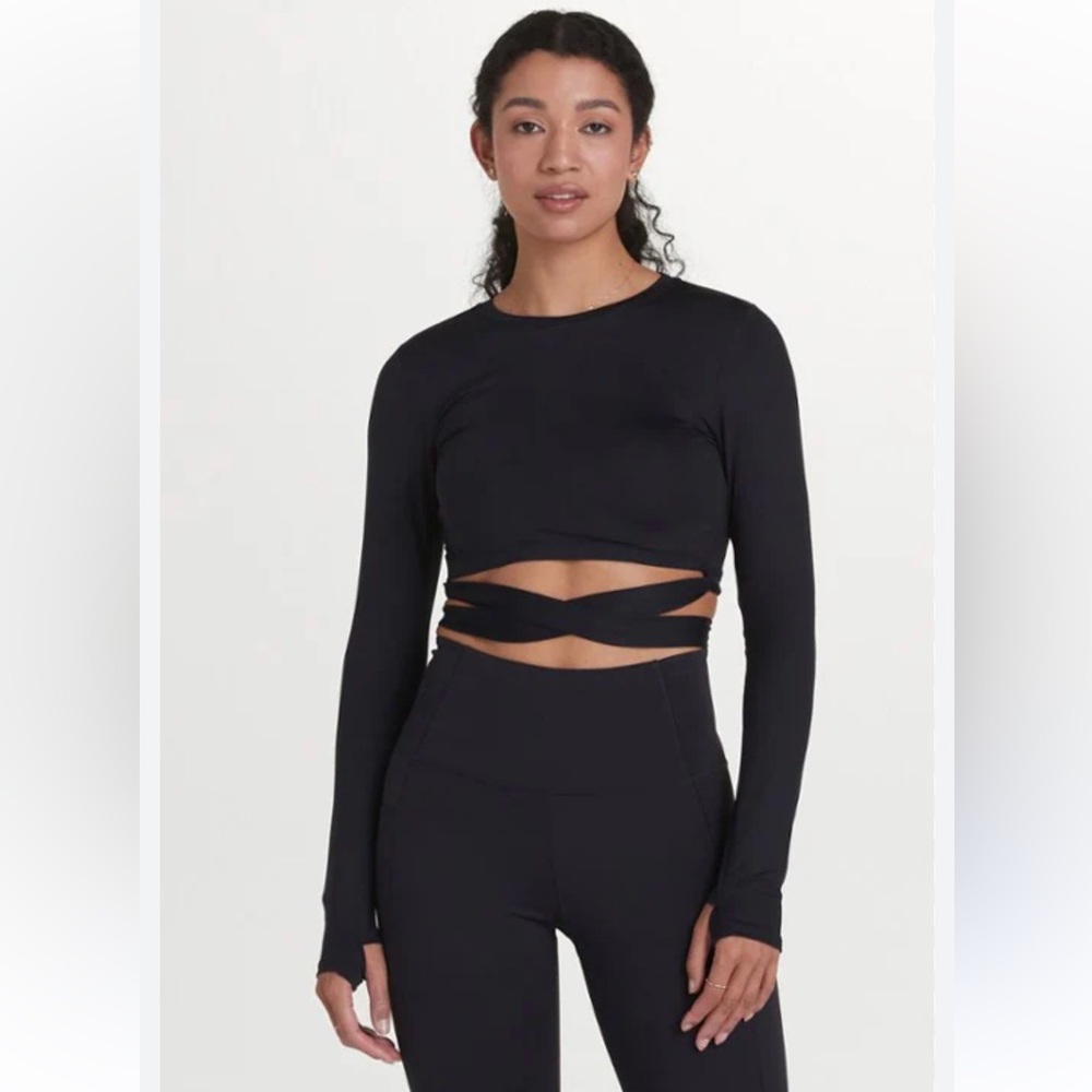 LOLE Burst Long Sleeve Top Womens Size Large Black Beauty Pilates Stretch Active